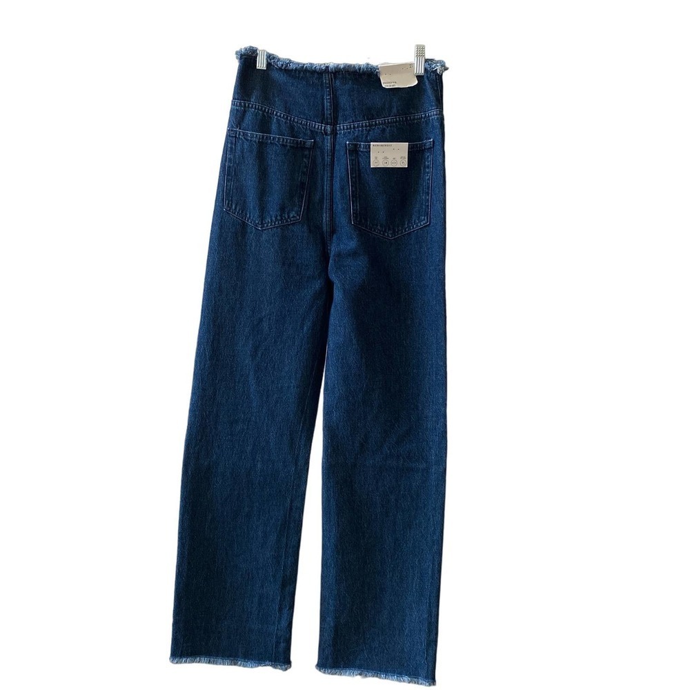 WE WORE WHAT Indigo  Frayed Waist Straight Leg Jean, FF0633 - Picture 3 of 12